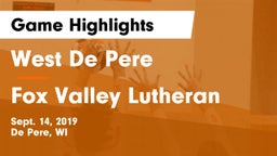 West De Pere  vs Fox Valley Lutheran  Game Highlights - Sept. 14, 2019