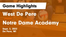 West De Pere  vs Notre Dame Academy Game Highlights - Sept. 3, 2022