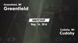 Matchup: Greenfield vs. Cudahy  2016