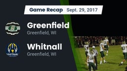 Recap: Greenfield  vs. Whitnall  2017