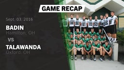 Recap: Badin  vs. Talawanda  2016