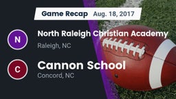 Recap: North Raleigh Christian Academy  vs. Cannon School 2017