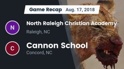 Recap: North Raleigh Christian Academy  vs. Cannon School 2018