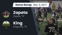 Recap: Zapata  vs. King  2017