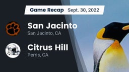 Recap: San Jacinto  vs. Citrus Hill  2022