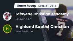 Recap: Lafayette Christian Academy  vs. Highland Baptist Christian  2018