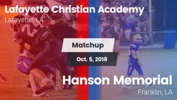 Matchup: Lafayette Christian  vs. Hanson Memorial  2018
