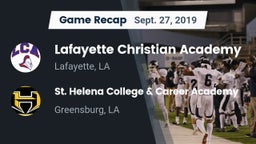 Recap: Lafayette Christian Academy  vs. St. Helena College & Career Academy 2019