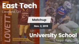 Matchup: East Tech vs. University School 2019