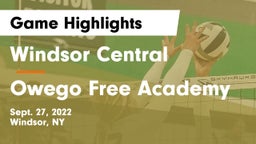 Windsor Central  vs Owego Free Academy  Game Highlights - Sept. 27, 2022