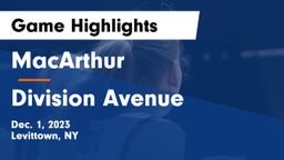MacArthur  vs Division Avenue  Game Highlights - Dec. 1, 2023