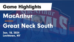 MacArthur  vs Great Neck South  Game Highlights - Jan. 18, 2024