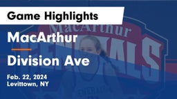 MacArthur  vs Division Ave  Game Highlights - Feb. 22, 2024
