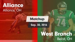 Matchup: Alliance vs. West Branch  2016