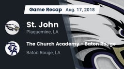 Recap: St. John  vs. The Church Academy - Baton Rouge 2018