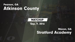 Matchup: Atkinson County vs. Stratford Academy  2016