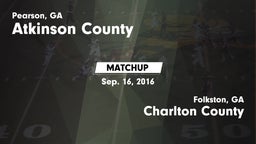 Matchup: Atkinson County vs. Charlton County  2016