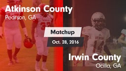 Matchup: Atkinson County vs. Irwin County  2016