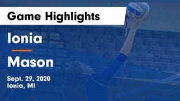 Ionia  vs Mason  Game Highlights - Sept. 29, 2020
