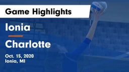 Ionia  vs Charlotte  Game Highlights - Oct. 15, 2020
