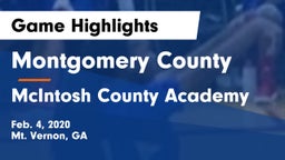 Montgomery County  vs McIntosh County Academy  Game Highlights - Feb. 4, 2020