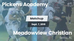 Matchup: Pickens Academy vs. Meadowview Christian  2018