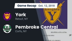 Recap: York  vs. Pembroke Central 2018