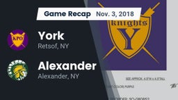 Recap: York  vs. Alexander  2018