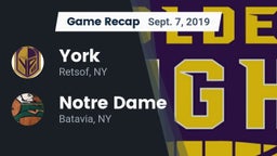 Recap: York  vs. Notre Dame  2019