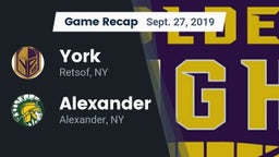 Recap: York  vs. Alexander  2019