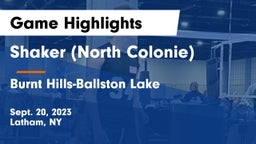 Shaker  (North Colonie) vs Burnt Hills-Ballston Lake  Game Highlights - Sept. 20, 2023