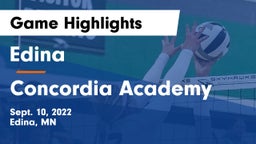 Edina  vs Concordia Academy Game Highlights - Sept. 10, 2022