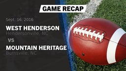 Recap: West Henderson  vs. Mountain Heritage  2016
