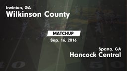 Matchup: Wilkinson County vs. Hancock Central  2016