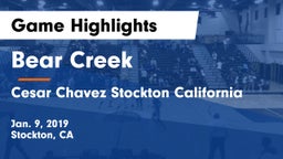 Bear Creek  vs Cesar Chavez Stockton California  Game Highlights - Jan. 9, 2019