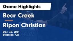 Bear Creek  vs Ripon Christian  Game Highlights - Dec. 30, 2021