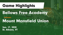 Bellows Free Academy  vs Mount Mansfield Union  Game Highlights - Jan. 17, 2020