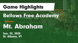 Bellows Free Academy  vs Mt. Abraham  Game Highlights - Jan. 22, 2020
