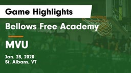 Bellows Free Academy  vs MVU Game Highlights - Jan. 28, 2020