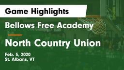 Bellows Free Academy  vs North Country Union  Game Highlights - Feb. 5, 2020