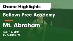 Bellows Free Academy  vs Mt. Abraham  Game Highlights - Feb. 16, 2021
