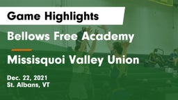 Bellows Free Academy  vs Missisquoi Valley Union Game Highlights - Dec. 22, 2021
