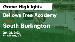 Bellows Free Academy  vs South Burlington  Game Highlights - Jan. 21, 2022