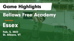 Bellows Free Academy  vs Essex  Game Highlights - Feb. 5, 2022