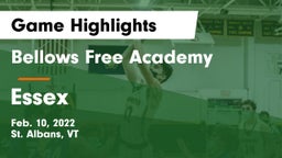 Bellows Free Academy  vs Essex  Game Highlights - Feb. 10, 2022
