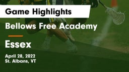 Bellows Free Academy  vs Essex  Game Highlights - April 28, 2022