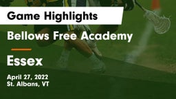 Bellows Free Academy  vs Essex  Game Highlights - April 27, 2022