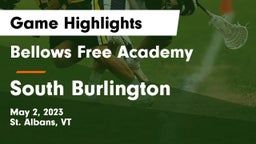 Bellows Free Academy  vs South Burlington  Game Highlights - May 2, 2023