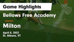 Bellows Free Academy  vs Milton  Game Highlights - April 8, 2022