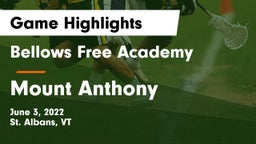 Bellows Free Academy  vs Mount Anthony Game Highlights - June 3, 2022